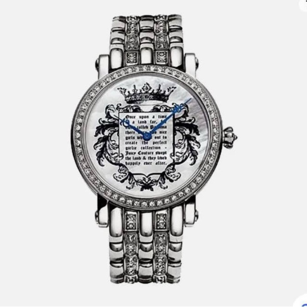 Juicy Couture Silver and Black Watch with Crystal Accents